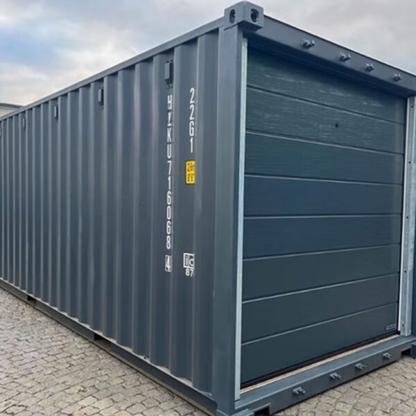 Conteneur de stockage 20 pieds avec porte sectionnelle noire – Image 3