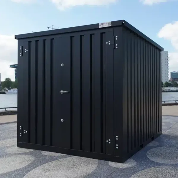 Conteneur Noir 3 x 2 mètres – Porte double côté court – Image 3