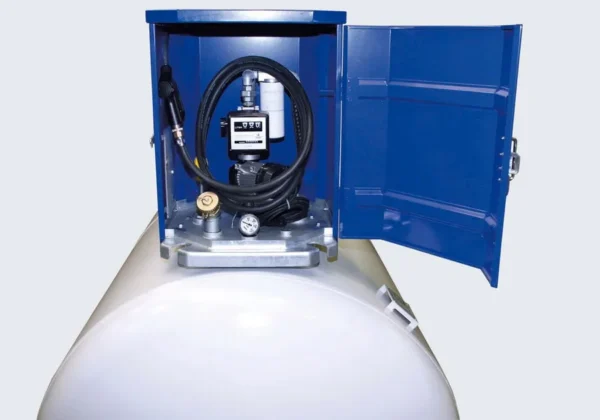 Réservoir de diesel stationnaire KA, 5 000 litres, avec pompe 230V et accessoires