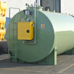 Réservoir à double paroi conforme à la norme EN 12285, 15000 litres, avec électropompe 70 L/min.